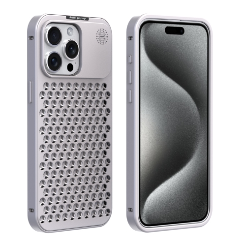 

For iPhone 15 Pro R-JUST RJ58 Aromatherapy Metal Cooling Phone Case(Silver)