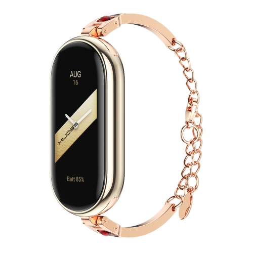 

For Xiaomi Mi Band 8 Mijobs Ruyi Beauty Bracelet Watch Band(Rose Gold Red)