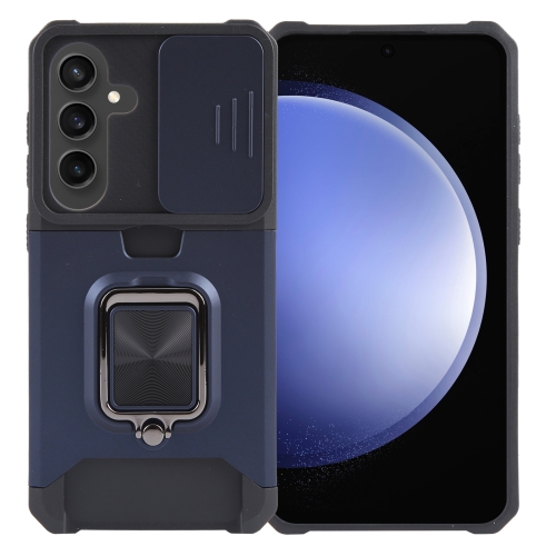 

For Samsung Galaxy S24 5G Camera Shield Card Slot PC+TPU Phone Case(Blue)