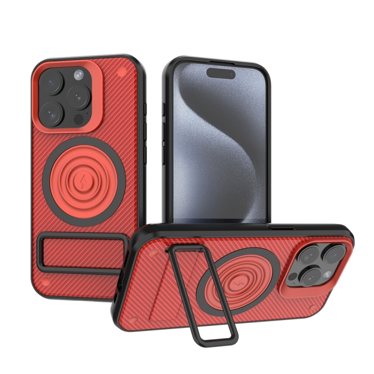 For iPhone 15 Pro Carbon Fiber Texture PC + TPU Phone Case with Metal Holder(Red)
For iPhone 15 Pro Carbon Fiber Texture PC + TPU Phone Case with Metal Holder(Red)