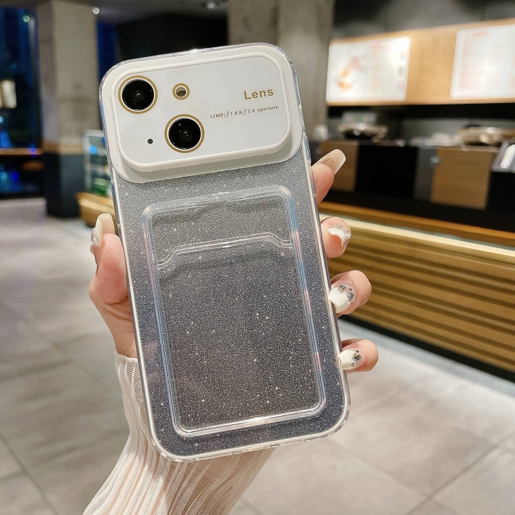 For iPhone 14 Plus Large Window Gradient Glitter Phone Case with Card Slot(White)
For iPhone 14 Plus Large Window Gradient Glitter Phone Case with Card Slot(White)