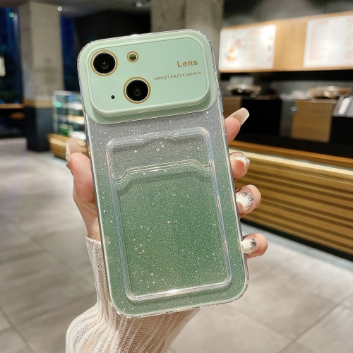 For iPhone 14 Plus Large Window Gradient Glitter Phone Case with Card Slot(Green)
For iPhone 14 Plus Large Window Gradient Glitter Phone Case with Card Slot(Green)