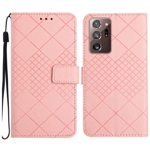 

For Samsung Galaxy Note20 Ultra Rhombic Grid Texture Leather Phone Case(Pink)