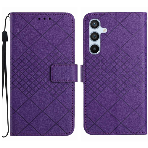 

For Samsung Galaxy S23 FE 5G Rhombic Grid Texture Leather Phone Case(Purple)