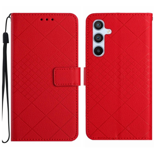 

For Samsung Galaxy S23 FE 5G Rhombic Grid Texture Leather Phone Case(Red)