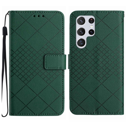 

For Samsung Galaxy S24 Ultra 5G Rhombic Grid Texture Leather Phone Case(Green)