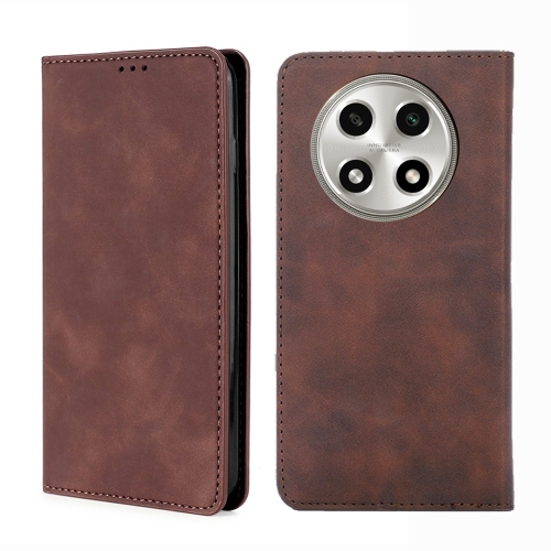 

For OPPO A2 Pro 5G Skin Feel Magnetic Leather Phone Case(Dark Brown)