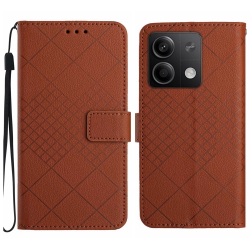 

For Xiaomi Redmi Note 13 Pro 4G Global Rhombic Grid Texture Leather Phone Case(Brown)