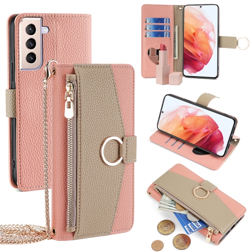 

For Samsung Galaxy S21 5G Crossbody Litchi Texture Leather Phone Case(Pink)