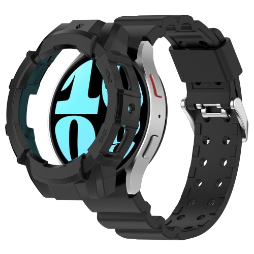 

For Samsung Galaxy Watch 6 40mm Armor Silicone Watch Band + Watch Case Set(Black)