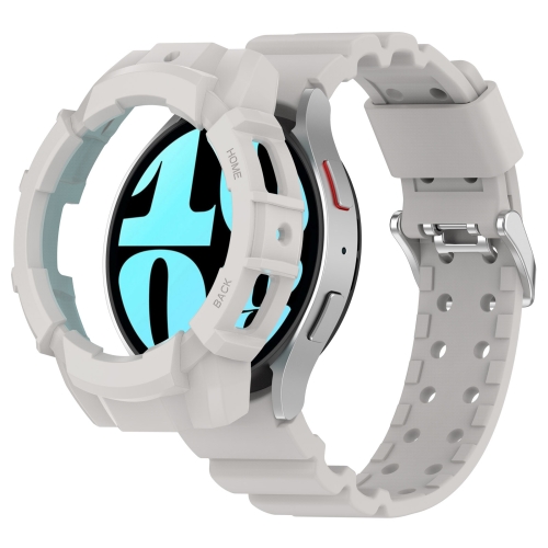 

For Samsung Galaxy Watch 6 40mm Armor Silicone Watch Band + Watch Case Set(Light Grey)