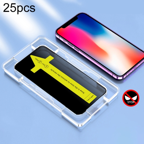 

For iPhone 11 Pro / XS / X 25pcs Anti-peeping Fast Attach Dust-proof Anti-static Tempered Glass Film