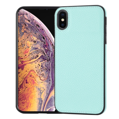 

For iPhone X/XS Litchi Pattern Stitched Side-mounted Phone Case(Mint Green)