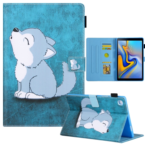 

For Samsung Galaxy Tab A9 Colored Drawing Leather Tablet Case(Cute Wolf)