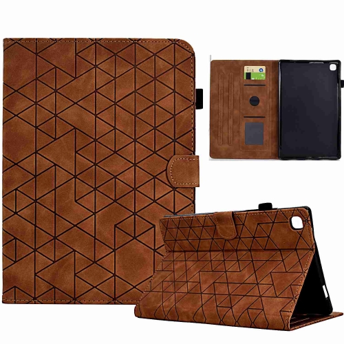 

For Samsung Galaxy Tab S6 Lite P610 Rhombus TPU Smart Leather Tablet Case(Brown)