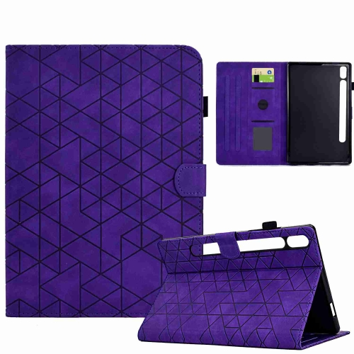 

For Samsung Galaxy Tab S7 / S8 Rhombus TPU Smart Leather Tablet Case(Purple)