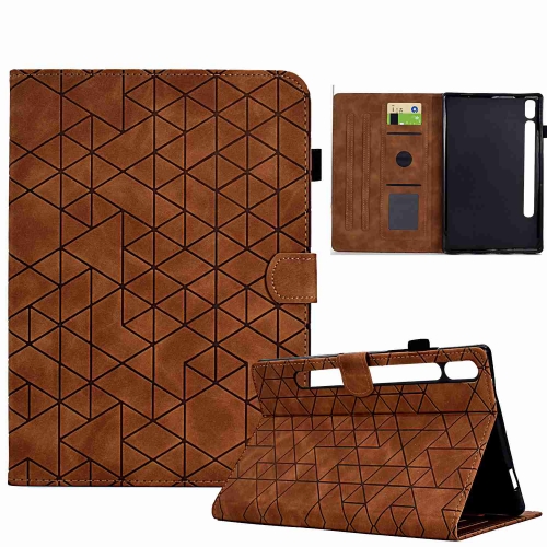

For Samsung Galaxy Tab S9 Rhombus TPU Smart Leather Tablet Case(Brown)