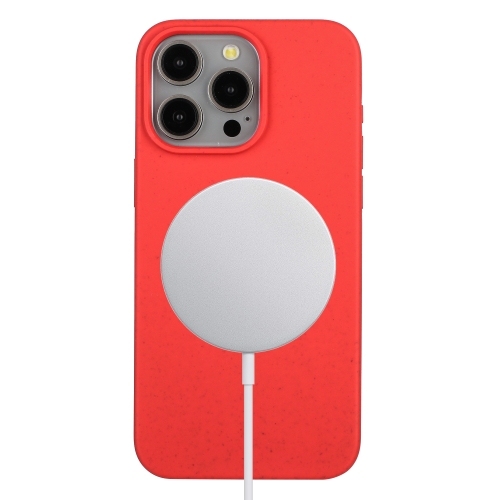 

For iPhone 15 Pro Wheat MagSafe Magnetic Straw Material + TPU Phone Case(Red)