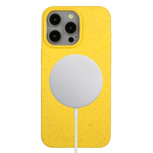 

For iPhone 13 Pro Max Wheat MagSafe Magnetic Straw Material + TPU Phone Case(Yellow)