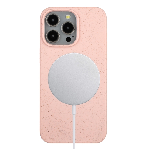 

For iPhone 11 Pro Max Wheat MagSafe Magnetic Straw Material + TPU Phone Case(Pink)