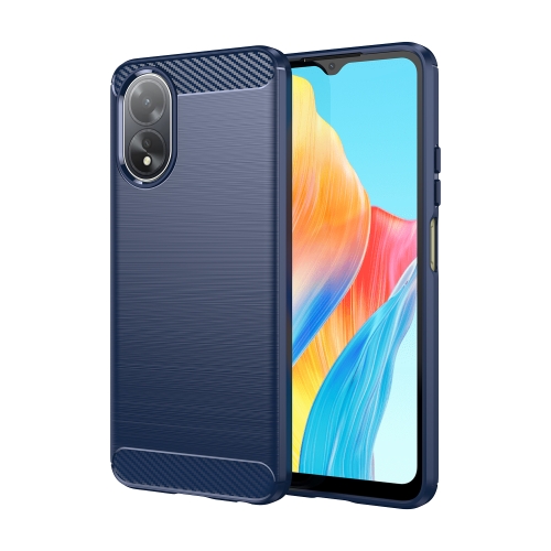 

For OPPO A18 4G Carbon Fiber Brushed Texture TPU Phone Case(Blue)
