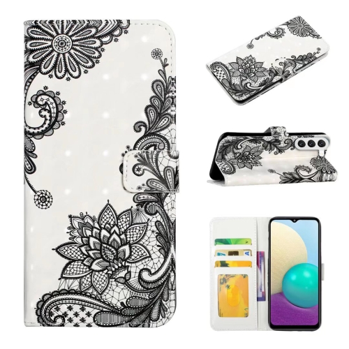 

For Samsung Galaxy S24 5G Oil Embossed 3D Drawing Leather Phone Case(Lace Flower)