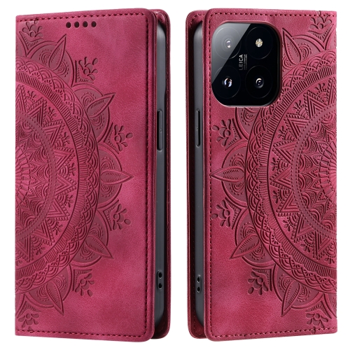 

For Xiaomi 14 Totem Embossed Magnetic Leather Phone Case(Red)