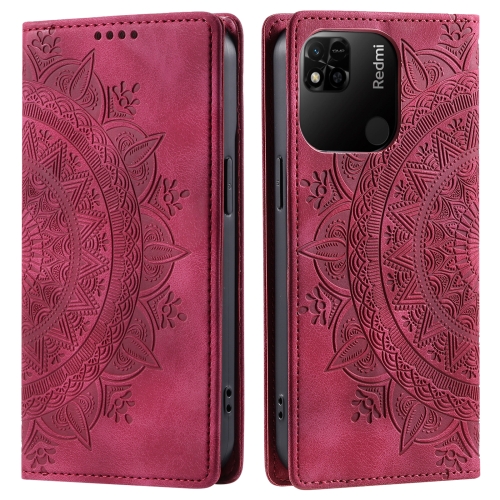 

For Xiaomi Redmi 10A 4G Global / Poco C55 Totem Embossed Magnetic Leather Phone Case(Red)