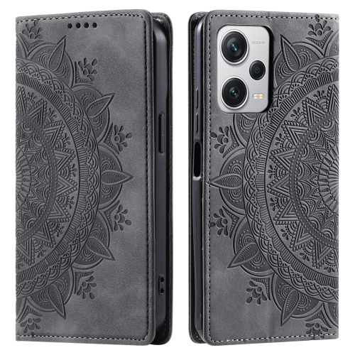 

For Xiaomi Redmi Note 12 Pro+ Global Totem Embossed Magnetic Leather Phone Case(Grey)