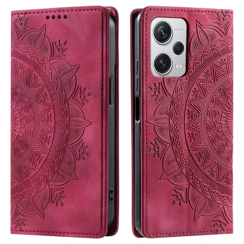 

For Xiaomi Redmi Note 12 Pro+ Global Totem Embossed Magnetic Leather Phone Case(Red)