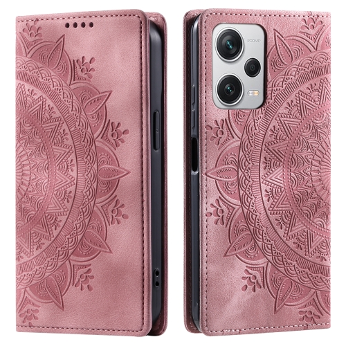 

For Xiaomi Redmi Note 12 Pro+ Global Totem Embossed Magnetic Leather Phone Case(Rose Gold)