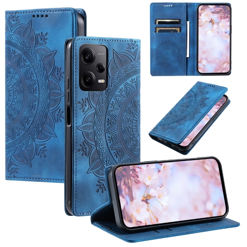 

For Xiaomi Redmi Note 12 Pro Global Totem Embossed Magnetic Leather Phone Case(Blue)