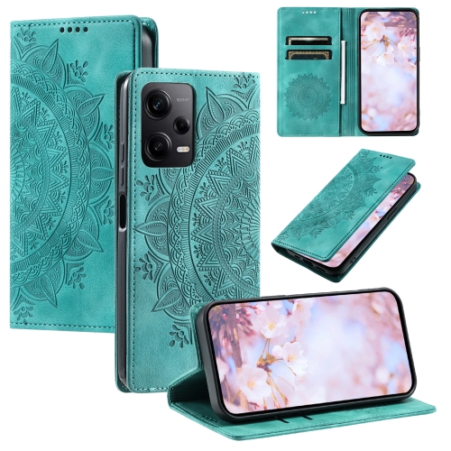 

For Xiaomi Redmi Note 12 Pro Global Totem Embossed Magnetic Leather Phone Case(Green)