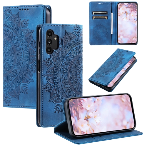

For Samsung Galaxy A32 4G Totem Embossed Magnetic Leather Phone Case(Blue)