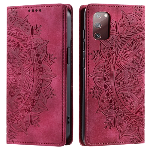 

For Samsung Galaxy S20 FE 4G / 5G Totem Embossed Magnetic Leather Phone Case(Red)