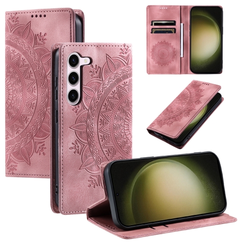 

For Samsung Galaxy S23 5G Totem Embossed Magnetic Leather Phone Case(Rose Gold)