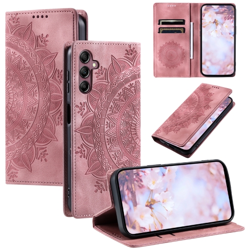 

For Samsung Galaxy S24+ 5G Totem Embossed Magnetic Leather Phone Case(Rose Gold)