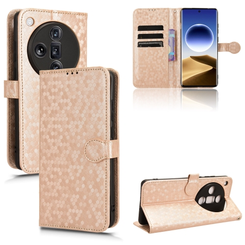 

For OPPO Find X7 Ultra Honeycomb Dot Texture Leather Phone Case(Gold)