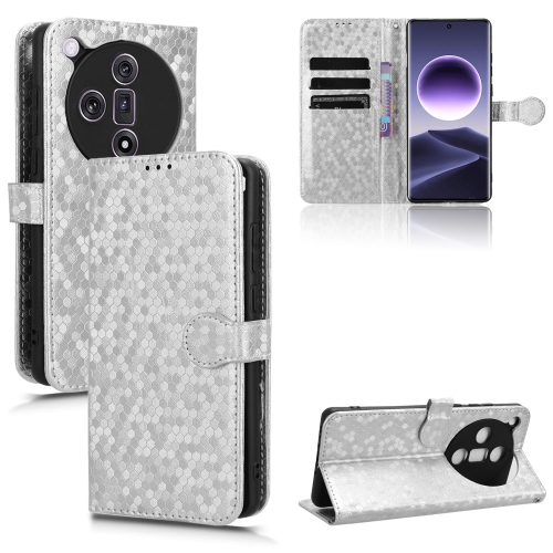 

For OPPO Find X7 Honeycomb Dot Texture Leather Phone Case(Silver)