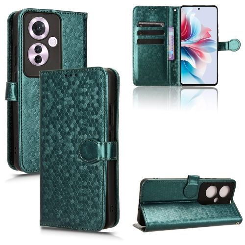 

For OPPO Reno11 F 5G / F25 Pro Honeycomb Dot Texture Leather Phone Case(Green)