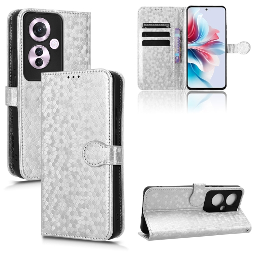 

For OPPO Reno11 F 5G / F25 Pro Honeycomb Dot Texture Leather Phone Case(Silver)