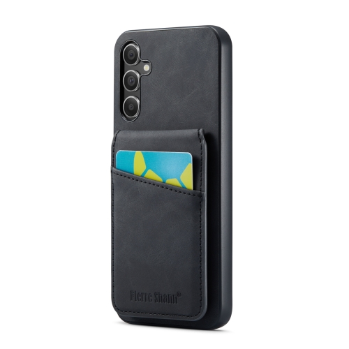 

For Samsung Galaxy A13 5G Fierre Shann Crazy Horse Card Holder Back Cover PU Phone Case(Black)