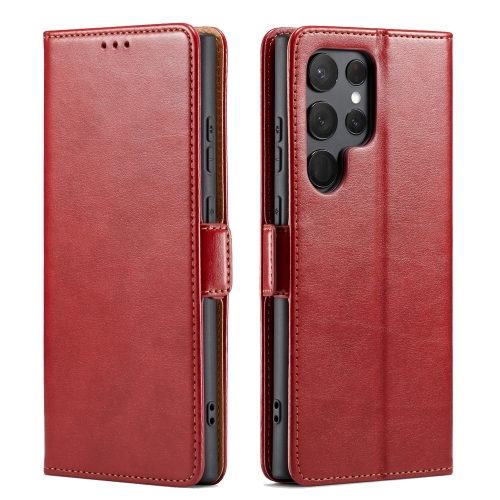 

For Samsung Galaxy S24 Ultra 5G Fierre Shann PU Genuine Leather Texture Phone Case(Red)