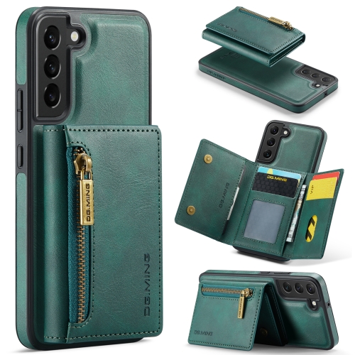 

For Samsung Galaxy S22 DG.MING M5 Series Zip RFID Multi Card Detachable Leather Phone Case(Green)