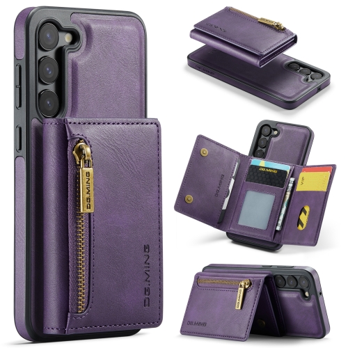 

For Samsung Galaxy S23+ DG.MING M5 Series Zip RFID Multi Card Detachable Leather Phone Case(Purple)