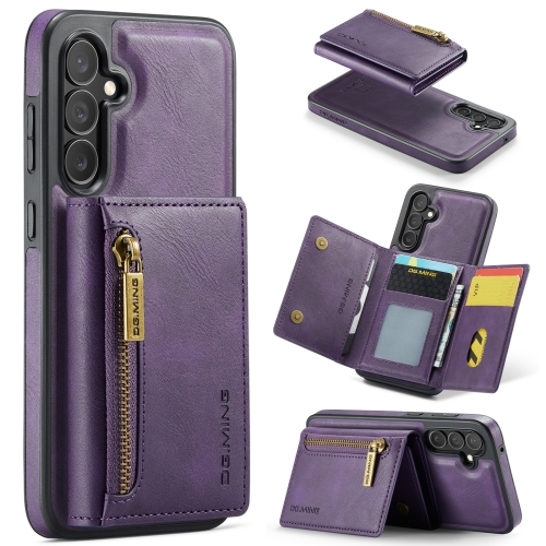 

For Samsung Galaxy S23 FE 5G DG.MING M5 Series Zip RFID Multi Card Detachable Leather Phone Case(Purple)
