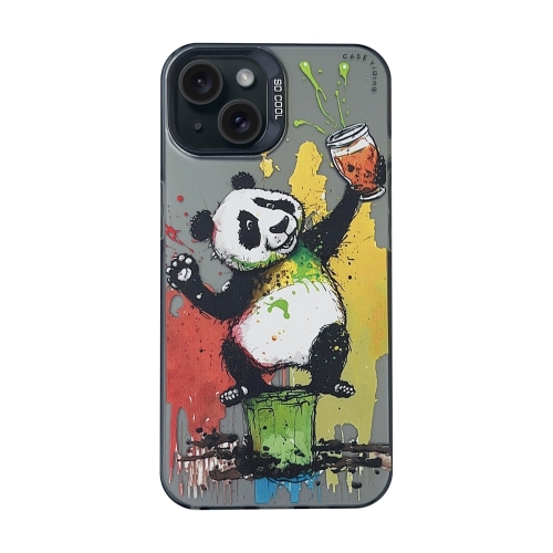 

For iPhone 15 Cartoon Animal Graffiti PC + TPU Phone Case(Panda)