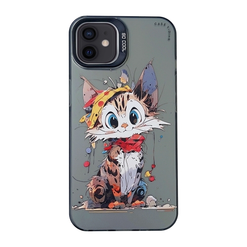 

For iPhone 12 Cartoon Animal Graffiti PC + TPU Phone Case(Calico Cat)