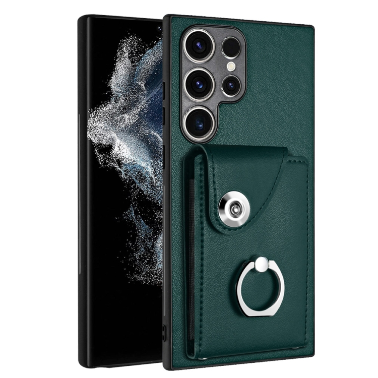 For Samsung Galaxy S23 Ultra 5G Organ Card Bag Ring Holder PU Phone Case(Green)
For Samsung Galaxy S23 Ultra 5G Organ Card Bag Ring Holder PU Phone Case(Green)