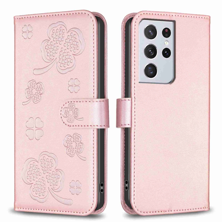 For Samsung Galaxy S21 Ultra 5G Four-leaf Embossed Leather Phone Case(Pink)
For Samsung Galaxy S21 Ultra 5G Four-leaf Embossed Leather Phone Case(Pink)
